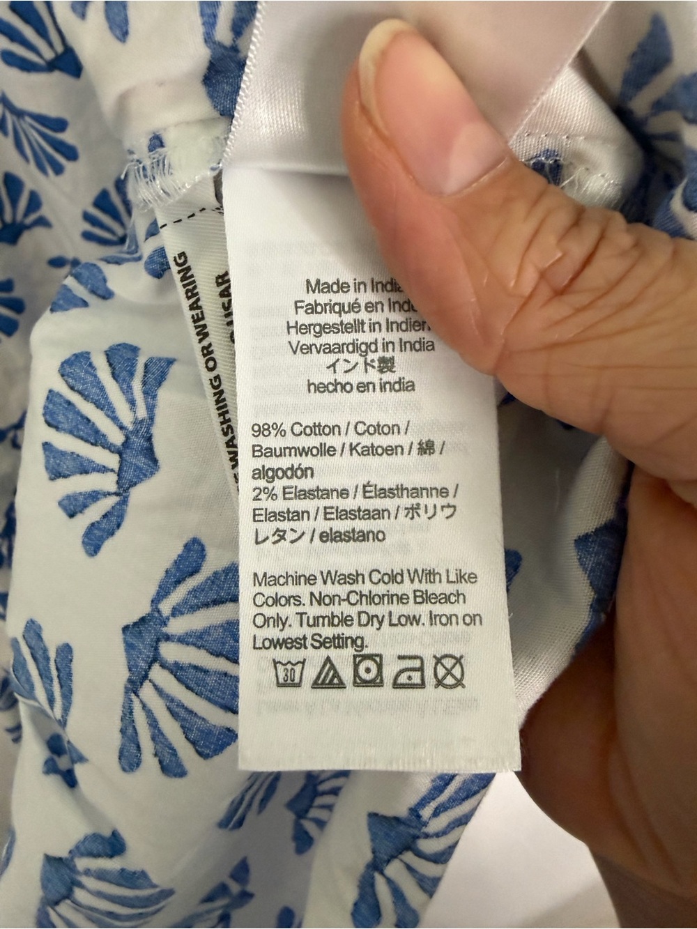 J. Crew White Long Sleeve Knee Length Dress with Blue Motif Size 2 - Picture 5 of 5